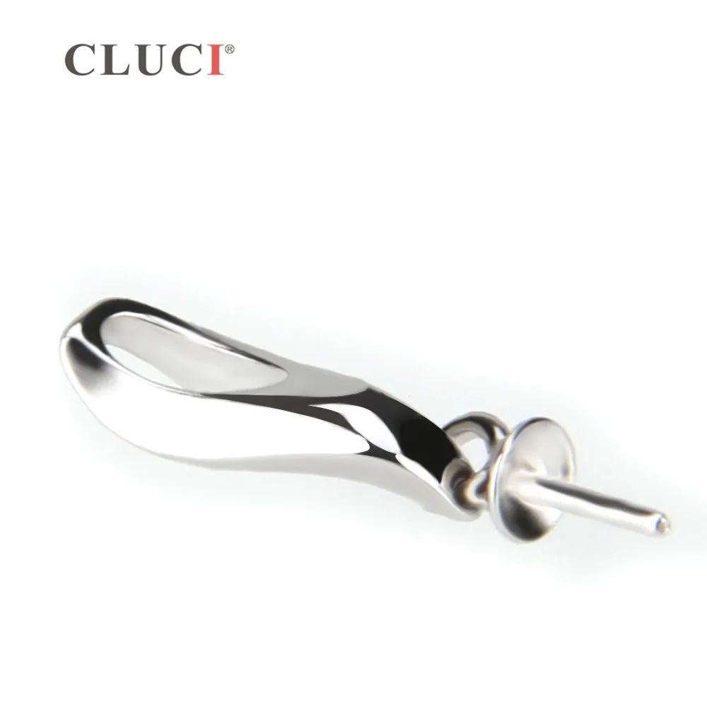 CLUCI 925 Sterling Silver Simple Pendant for Necklace Silver 925 Gold Pearl Pendant Mounting Women Pendant Jewelry SP008SB