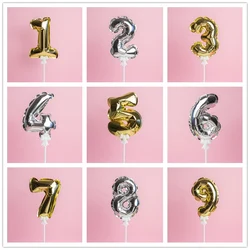 1 Pcs 5inch Gold Foil Number Balloon Cake Topper Wedding Decor Party Kids Birthday Anniversary Cake Flags Supplies