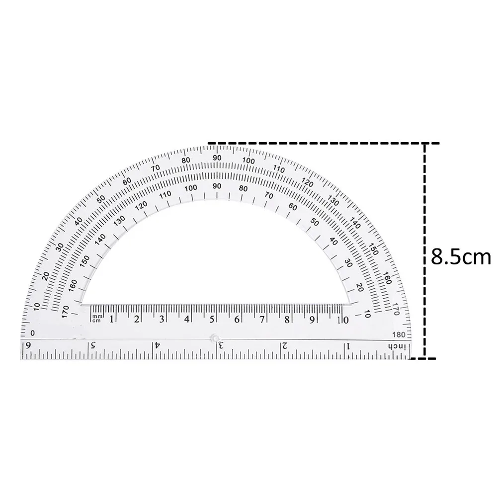 Plastic Protractor 180 Degree, 4 Inch and 6 Inch, Clear, 2 Pieces