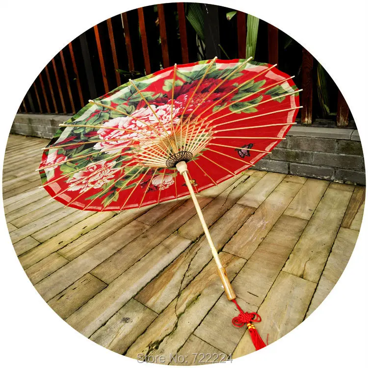 Dia 50cm Free shipping red elegant peony painting umbrella waterproof and sunshade wedding props umbrella oiled paper umbrella