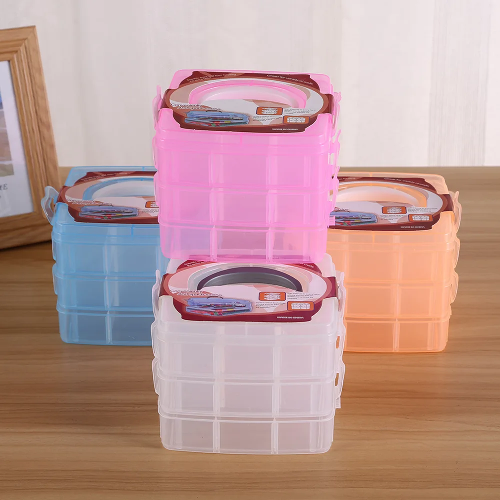 Multi-function 3 layers Plastic jewelry Home Furnishing Storage box 18 lattice Cosmetic Case Socks Underpants Packing box