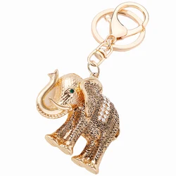 Creative Novelty Rhinestone Animals Elephant Keychain Charm Car Key Chain Ring Holder Women Bag Accessory Souvenir Gift R130