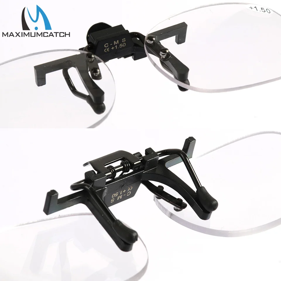 Maximumcatch-Rimless Presbyopic Glasses, Clip-On Reading Glasses, Portable Clip, + 1.5, + 2.0, + 2.5