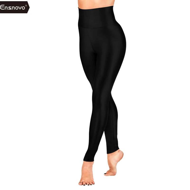 Ensnovo Womens Spandex Nylon Footless Solid High Waist Workout Jogger Sweat Leggings Ballet Dance Sweat  Elasticity Pants