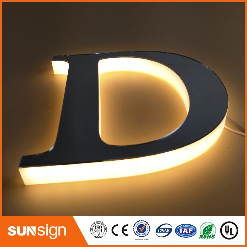 Outdoor Reclame Halo Lit 3d Metalen Teken Letters Aangepaste Acryl Led Backlit Bewegwijzering