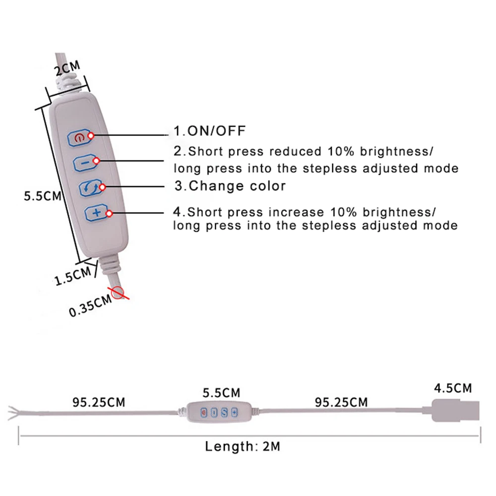 Светодиодный диммер постоянного тока 5 В, USB-порт, линия питания, затемнение, цветной удлинительный кабель с адаптером включения-выключения для
