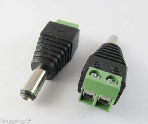 50pcs 5.5 x 2.5mm Male DC Power Plug LED CCTV Video Balun Terminals Connector Adapter