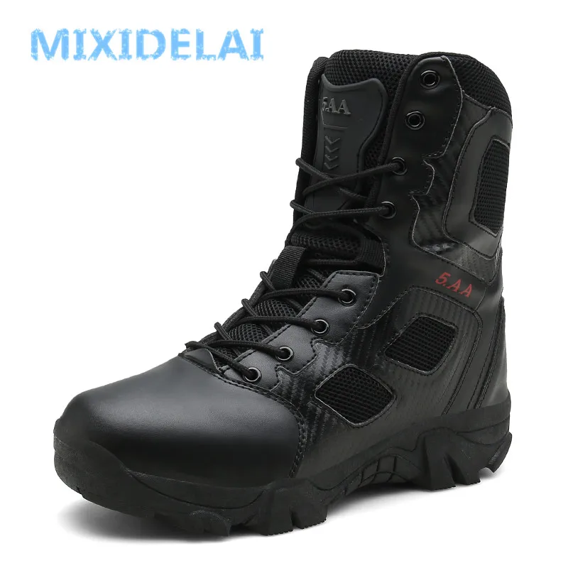 MIXIDELAI Size 39-47 Desert Tactical Mens Boots Wear-resisting Training Boots Waterproof Outdoor Hiking Men Combat Ankle Boots