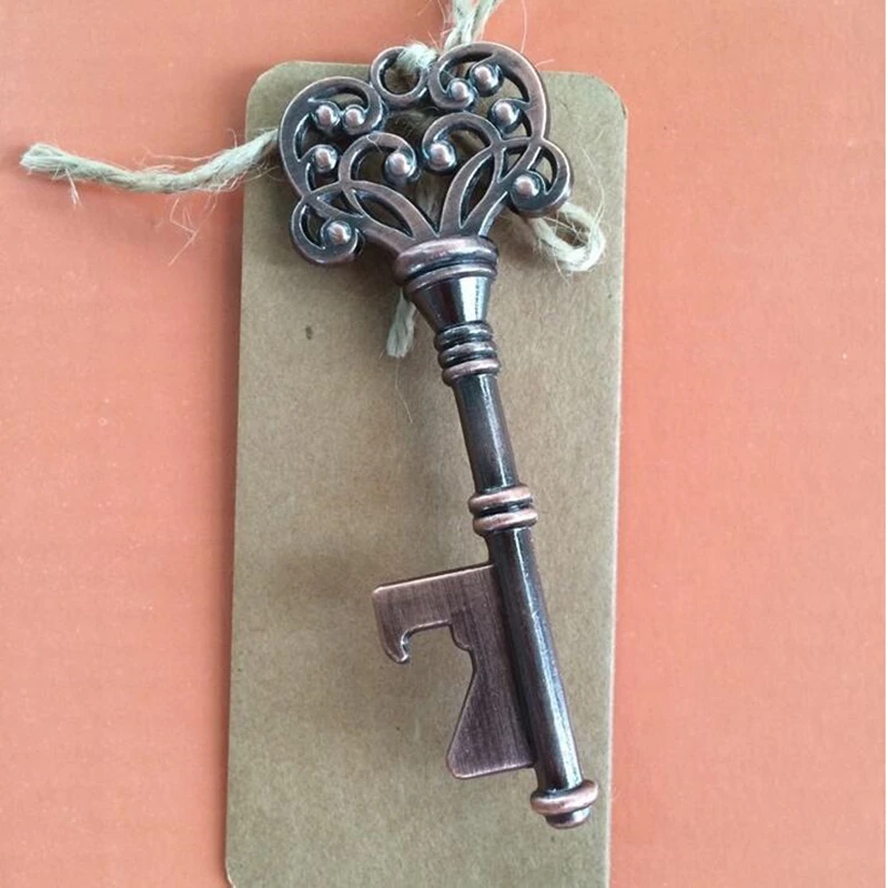 

50pcs/lot wedding gift for guests souvenirs skeleton bottle opener + tags party favors festive party suppliers wedding decorati