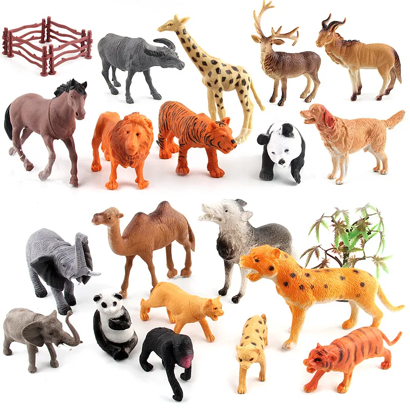 Hot 12PCS/set Animal Kingdom Plastic Zoo Animal Figure Tiger Leopard Hippo Giraffe Kids Toy Lovely Animal Toys Set Gift For kids