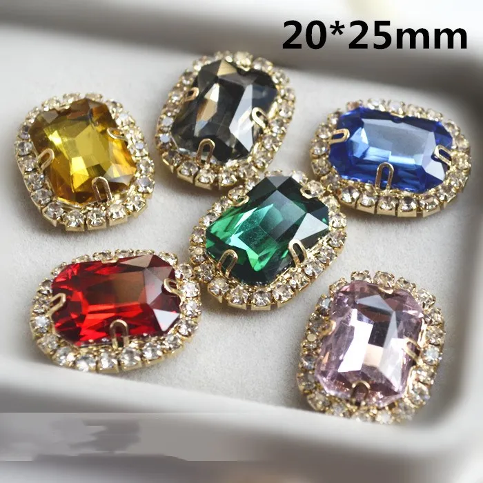 50pieces/lot Multicolor rectang shape rhinestone flatback glass buckle loose rhinestone sew on bags/Christmas Garment decoration