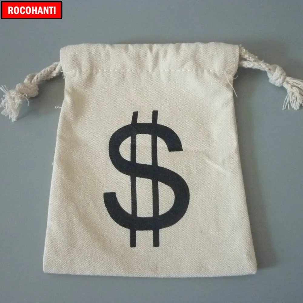 1 Piece Natural Color $ Dollar Bag Black White Gift Bag Cotton Canvas Drawstring Pouch Wedding Christmas Favor Bolsos Canva