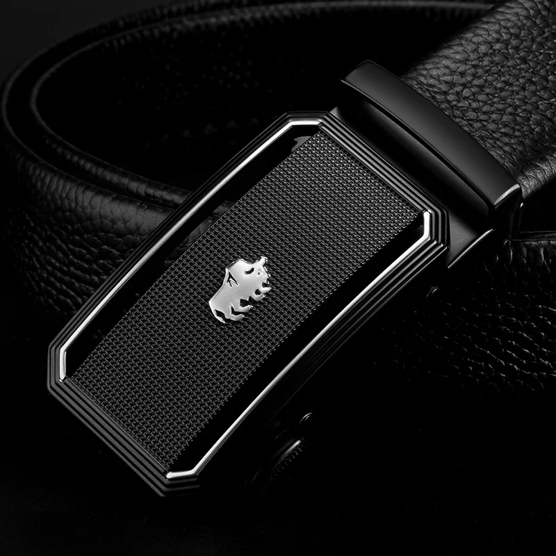 BISON DENIM Luxury Business Male Automatic Belts Fashion Leather Belt Casual Automatic Buckle Designer Men Black Belt N71434