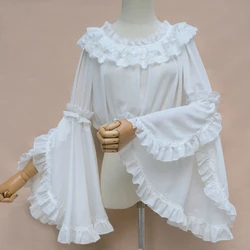 NEUE Frühling Sommer Frauen Chiffon Kurze Röhre Tops Spitzen Rüschen Sweet Lolita Bluse Mädchen Trägerlosen Innen Bodenbildung Shirts