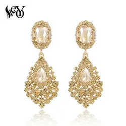 VEYO-pendientes largos de lujo para mujer, aretes con diamantes de imitación de cristal, alta calidad