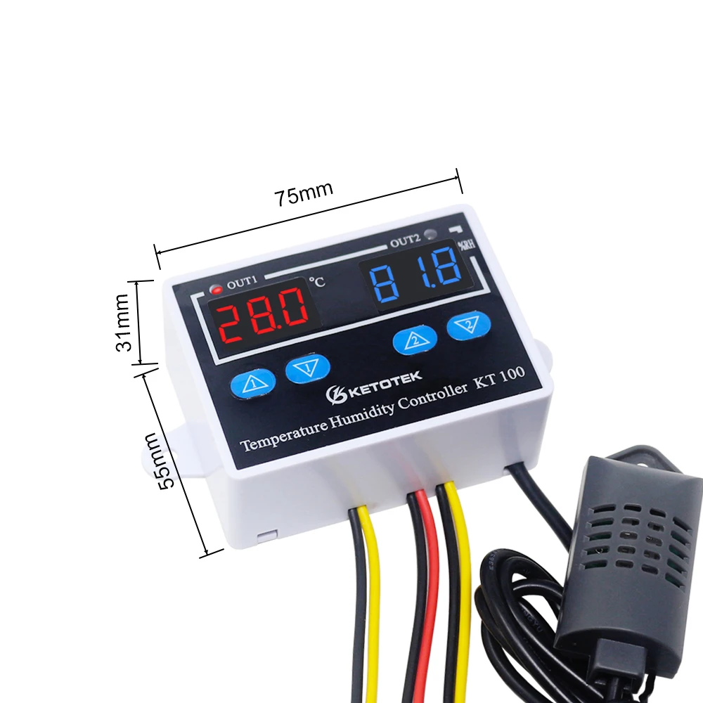 KT100 Digital Temperature Humidity Controller Direct Output Thermostat Hygrostat 10A Termostat Temperature Control Switch