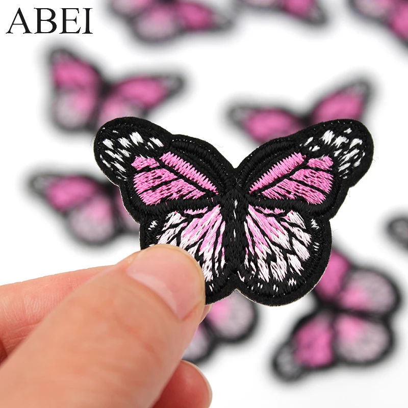 10pcs/lot Embroidery Pink Butterfly Appliques Diy Bags Stickers Sewing Coats Jeans Fabric Patches Handmade Dress Pants Badge