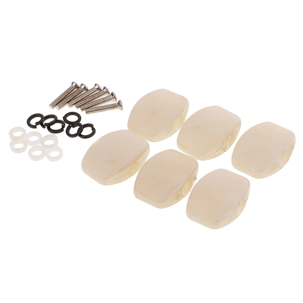 6 Pieces Plastic White Pearl Guitar Tuning Pegs Buttons Keys Tuners Machine Heads Acoustic Guitar Accessory