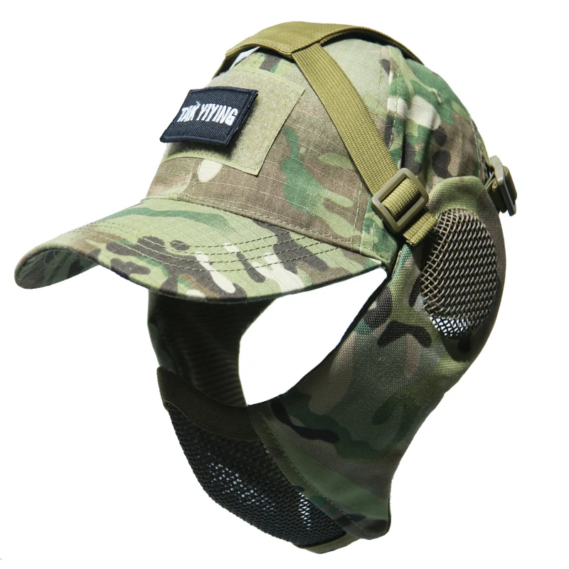 TAK YIYING Hunting Foldable Mesh Mask With Ear Protection With Cap for Airsoft Paintball Mask