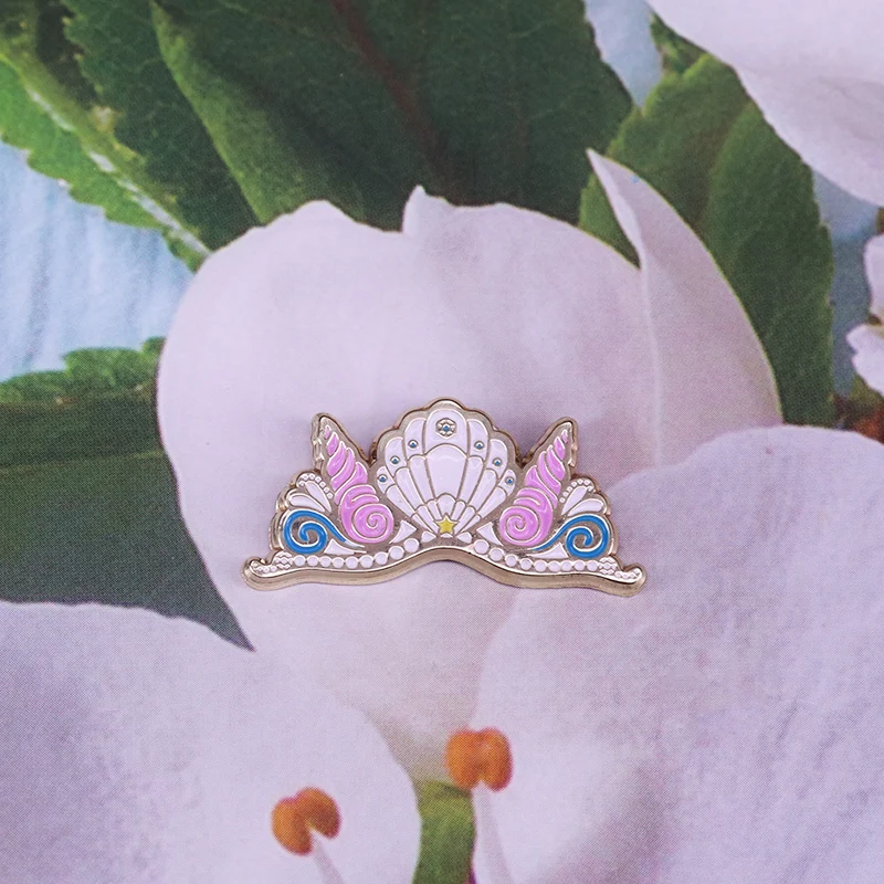 Mermaid crown enamel pin pastel shell brooch beautiful gift for girls unicorn party favor