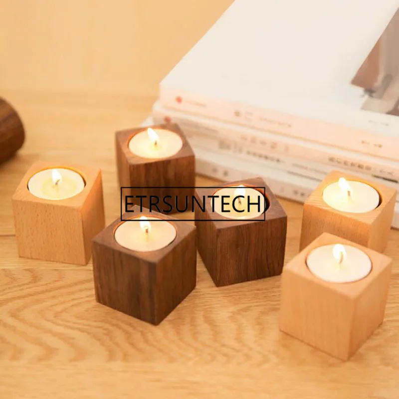 100pcs Wooden Candlestick Romantic Candle Holders For Home Decor Light Wedding Decoration Table Ornaments