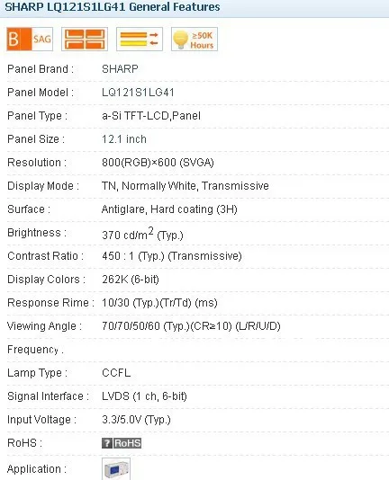 12.1 INCH Industrial LCD  LQ121S1LG41 42 45 49 800*600 A+ Grade in stock, tested before shipment