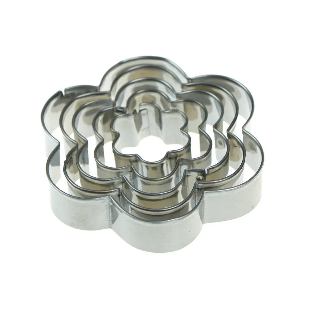 5pcs/lot Stainless Steel Cake Biscuit Mold Flower Shape Cake Mold Beautiful Cookie Cutter Fondant Cake Decoration