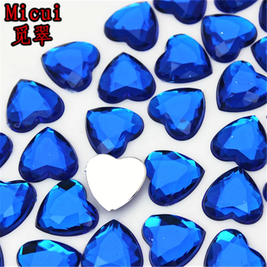 Micui 50pcs 14mm Heart Acrylic Rhinestones Flat Back Stones rhinestones Crystal for clothing crafts Decorations DIY MC700