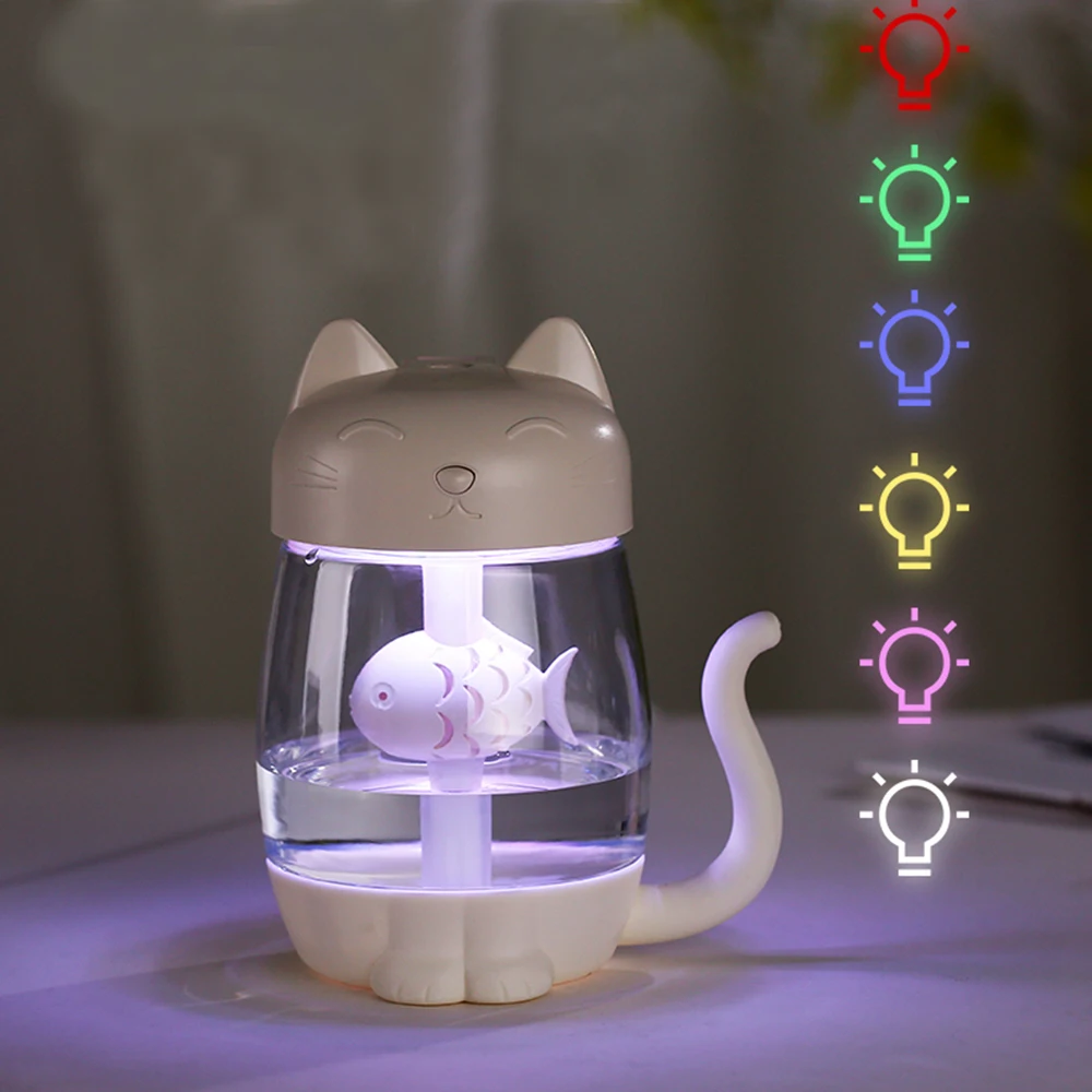350ML Luftbefeuchter mit Licht Ultraschall Entzückende Katze Mini USB Humidificador Stille Farbe Licht 3 In 1 Aroma Diffusor für Auto