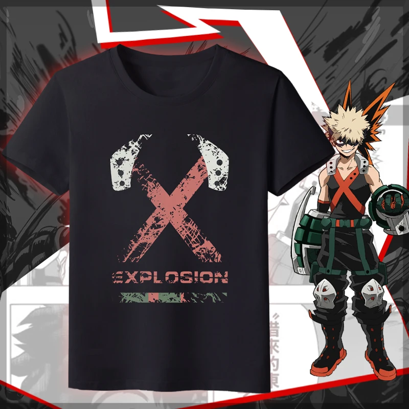 Anime JK My Hero Academia bakugou katsuki Cosplay Shirt Casual T-Shirt Tops Tee Short Sleeve Women Men tshirt t shirt