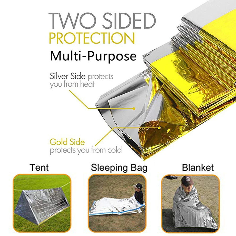 Folding Emergency Blanket 210cm*130cm/210cm*140cm/210*160cm  Silver/Gold Survival Rescue Shelter Outdoor Camping Keep Warm