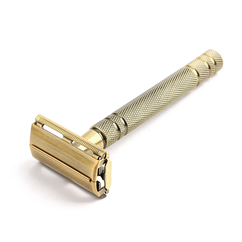 New Classic Manual Razor Men Butterfly Open Double Edge Safety Razors Bronze Vintage Metal Handle Wet Shaver