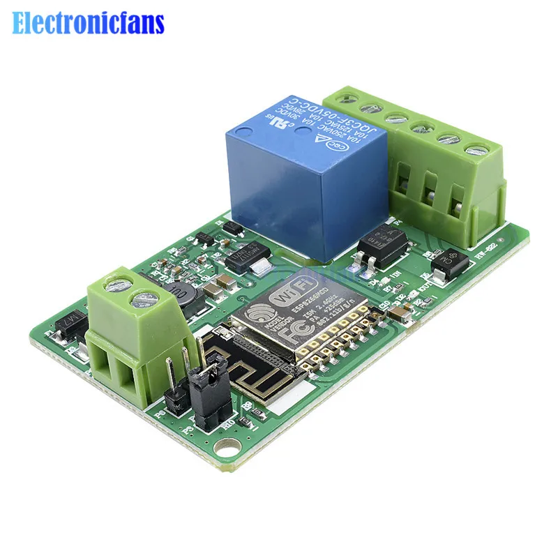 Green ESP8266 Relay Module 10A 220V Network Relay WIFI Module Input DC 7V~30V 4 Layers Board TVS Input Automatic Protection