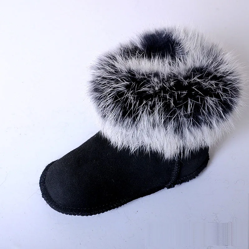 

New Quality winter baby shoes boots with Rabbit Fur infants warm shoes girls baby First Walker Leather boy baby boots