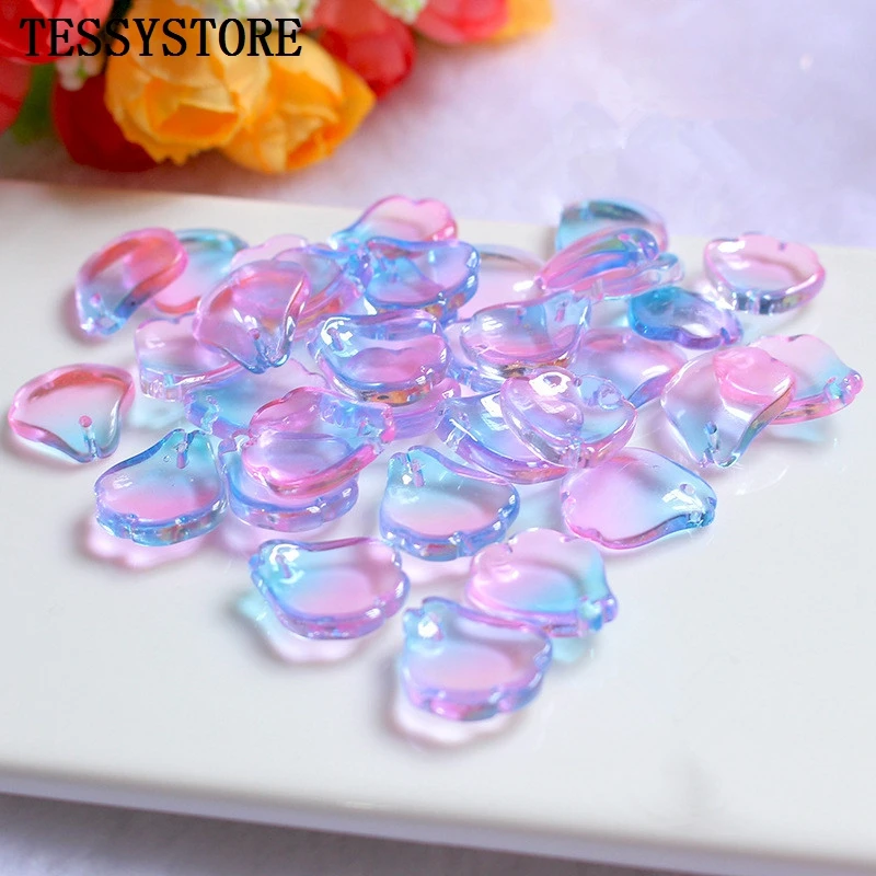 10pcs Czech Flower Petals Lampwork Beads Multi Gradient Color Glass Beads For Jewelry Making Earrings Handmade DIY Accessories