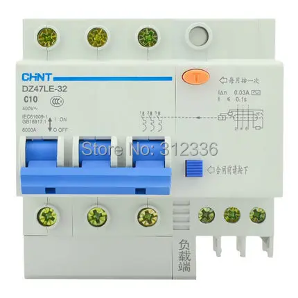 Free Shipping Two years Warranty NXBLE-32 DZ47LE-32 C10 3P 10A  3 pole ELCB RCD earth leakage circuit breaker  residual current