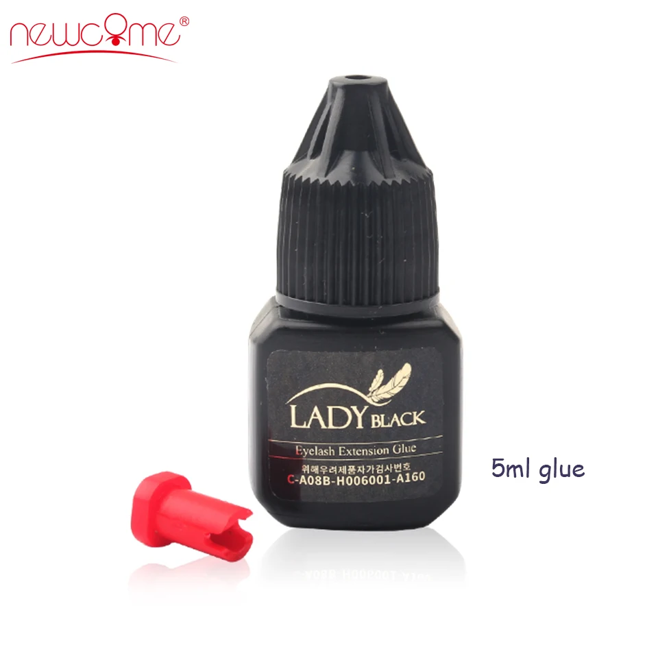 NEWCOME Eyelash Extension Lady Black Glue 3-4 S Drying False Eyelash Extension Over 6 Weeks Makeup low irritation fume adhesive