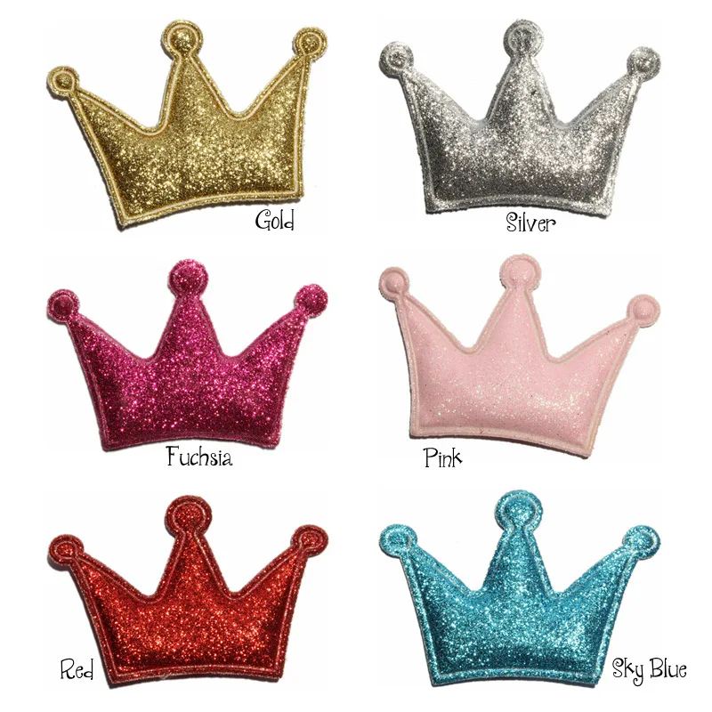 

120PCS Newborn Vintage Crown Appliques for Kids Headwear Fashion Glitter Nonwovens Felt Crown Patches for Hair Accessories