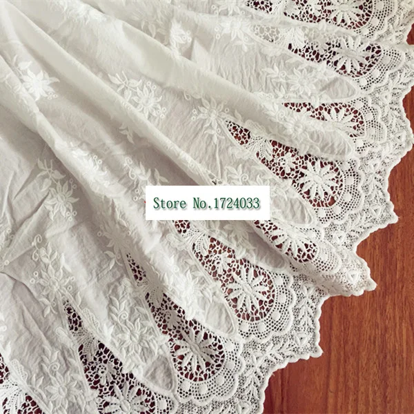 Long 45cm/lot Wide125 cm exquisite beige cotton embroidered flower lace home curtain tablecloth skirt lace accessories SC425