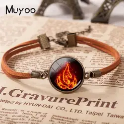 2019 New Avatar The Last Airbender Fire Nation Leather Bracelet Hand Craft Bracelets Glass Cabochon Jewelry