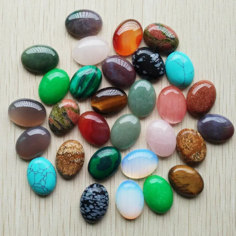 wholesale 30pcs/lot 15x20mm Fashion good quality natural stone mixed Oval CAB CABOCHON beads for jewelry making   free shipping