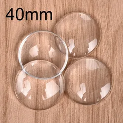 5pcs/lot 40mm Round Cabochons Transparent Glass Clear Flat Back for DIY Pendant Findings Jewelry Making Handmade Accessories