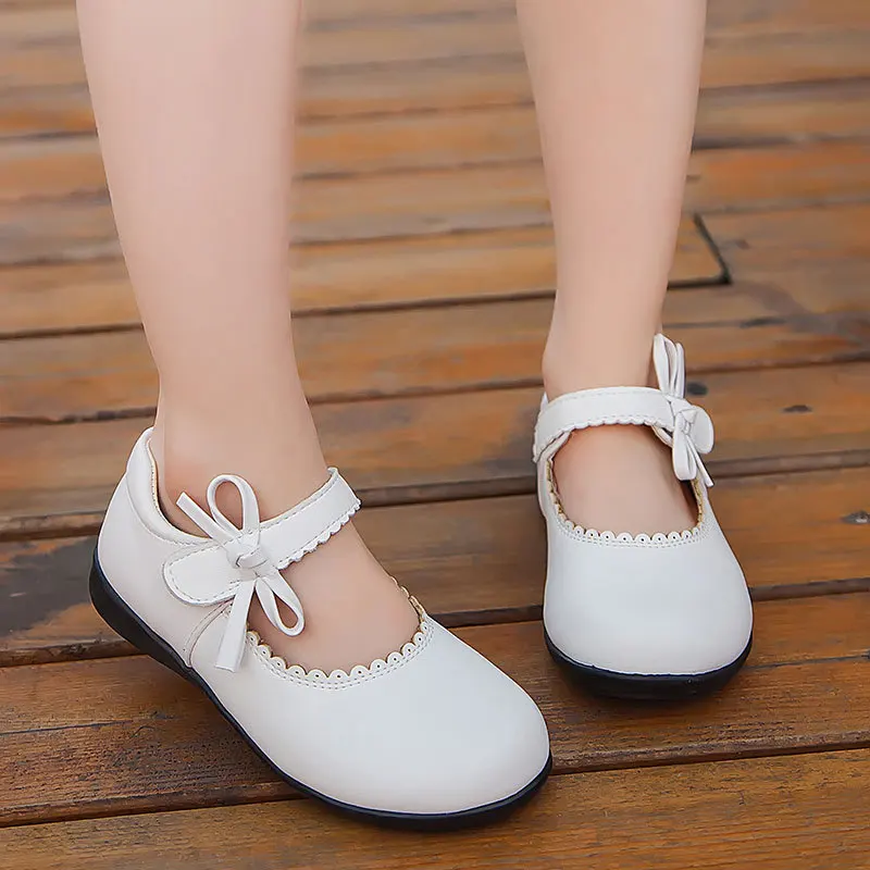 Black White Spring Autumn Girls Princess Shoes For Kids School Black Leather Shoes For Student Dress Shoes Girls 3 4 5 6 7 8-15T