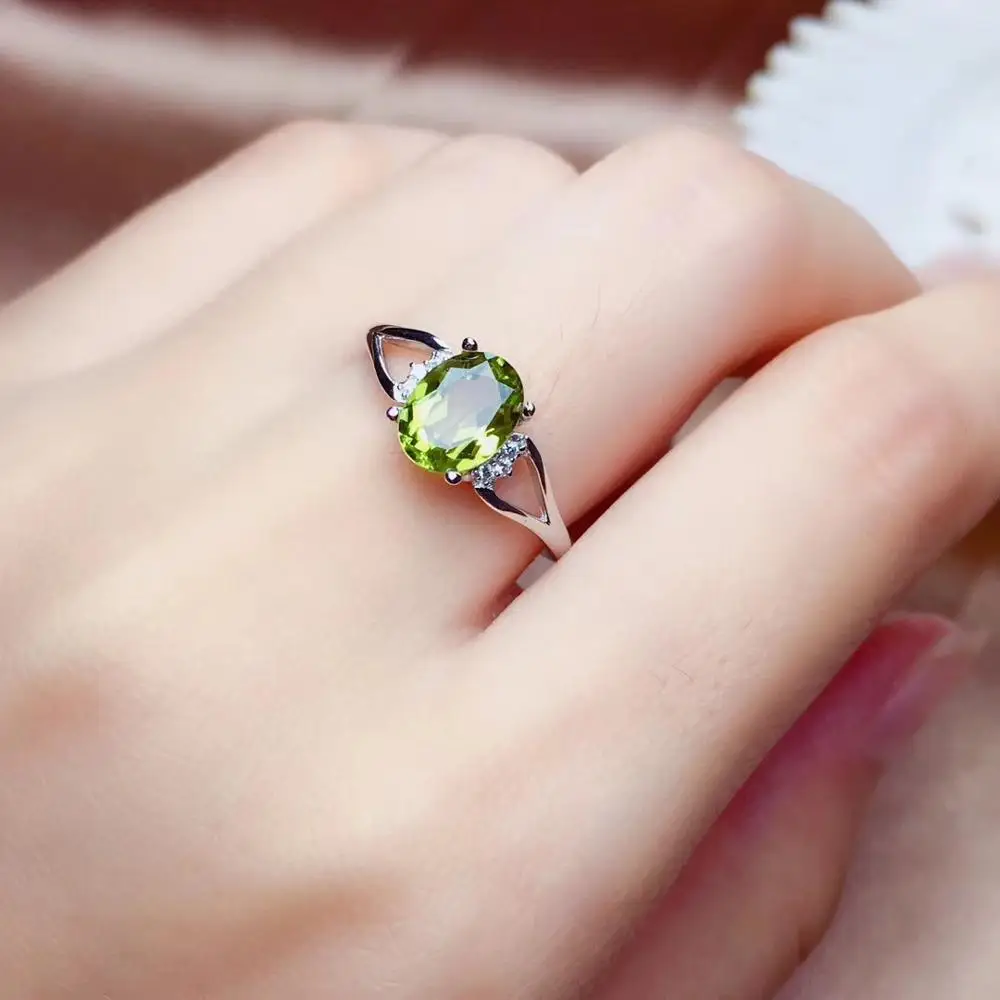 1.5ct stone  Natural olivine water drop ring 925 silver producer wholesale price concessions  peridot