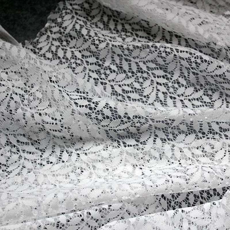 Hoogwaardige 150 cm breedte delicate blad kant stof borduurwerk kant accessoires DIY kleding babykleertjes materiaal