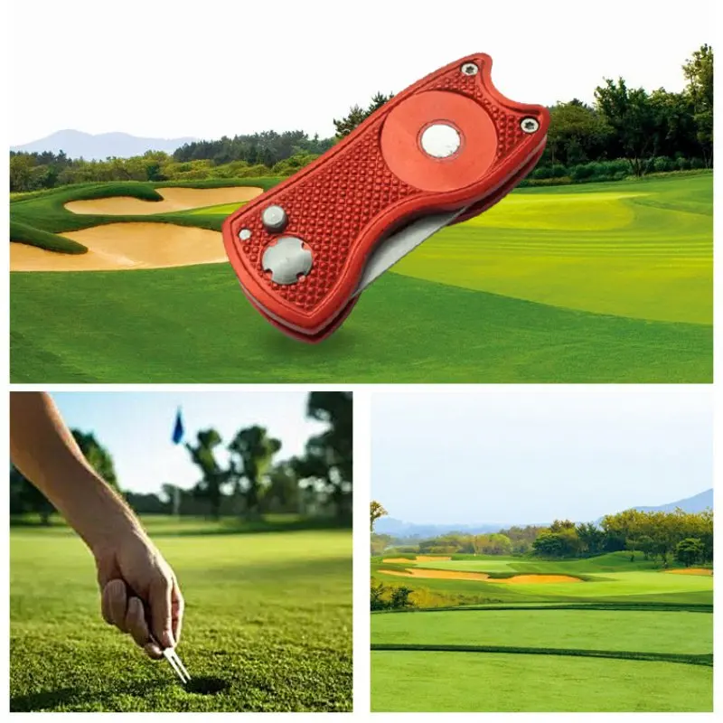 mini Foldable Golf Divot Tool with Golf Ball Tool Marker Pitch Cleaner Golf Pitchfork Golf Accessories Putting Green Fork image 3