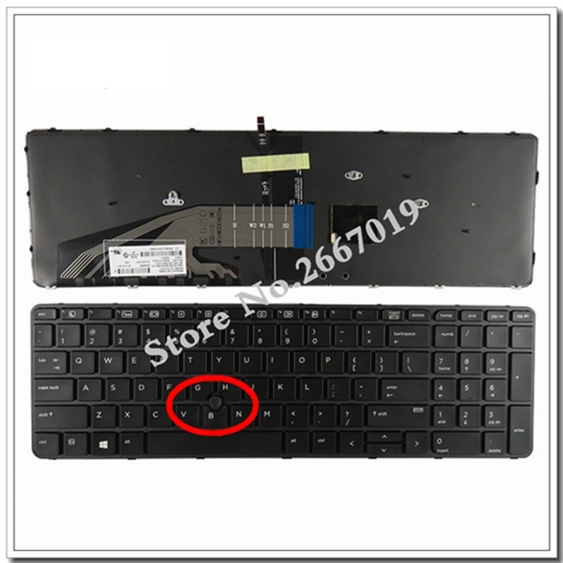 Nuevo teclado Inglés para HP para Probook 650 G2 655 G2 teclado para ordenador portátil estadounidense retroiluminado con puntero