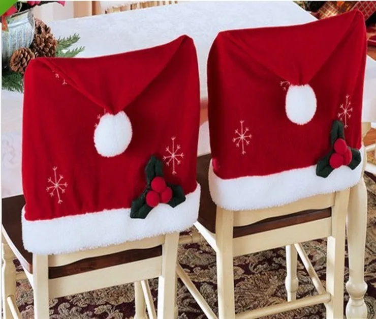 10 Pcs / Lot High Quality Flannel christmas chair covers santa claus decoration Xmas New Year Home Party decor washable natale