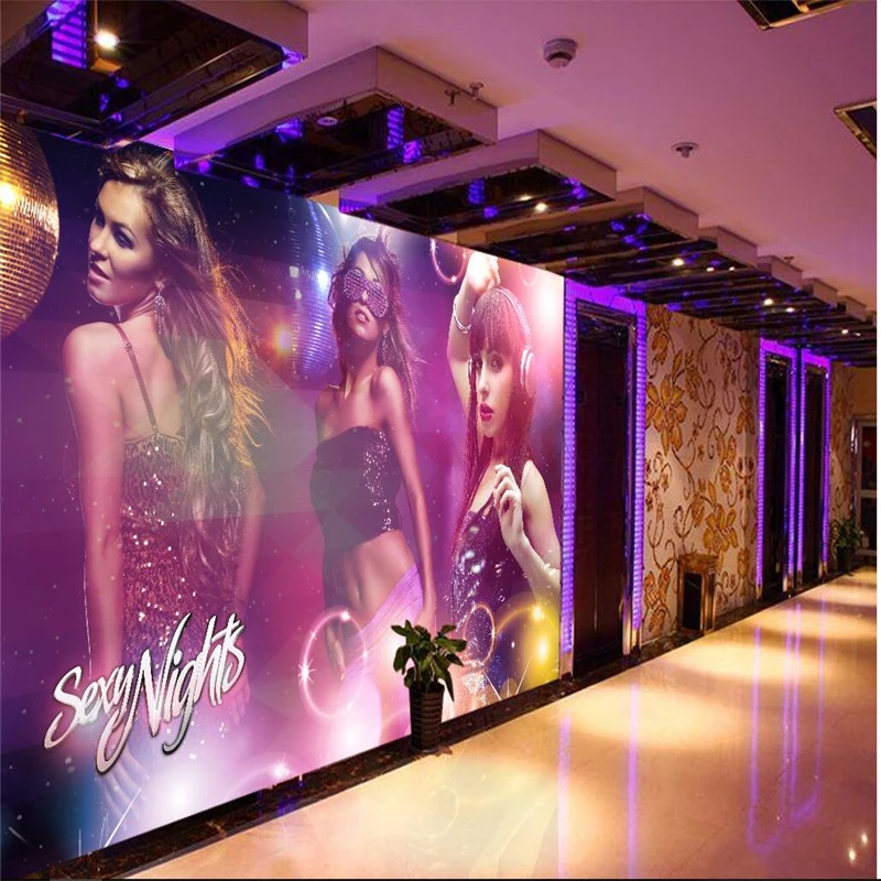 custom Europe bikini beauty nightclub bar KTV decorative large mural wallpaper bedroom decoration wall stickers