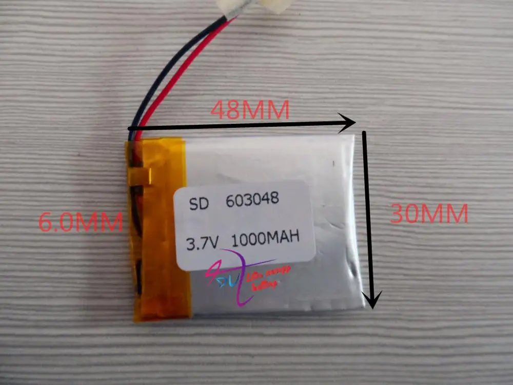 3.7V MP3 MP4 GPS 603048 603048 polymer lithium battery wireless telephone 1000MAH